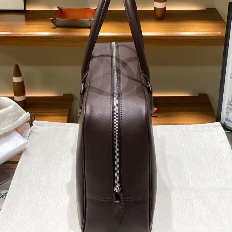 Cheap In Hermes Palladium Leather Swift Handbag Coffee Hardware Plume 0502